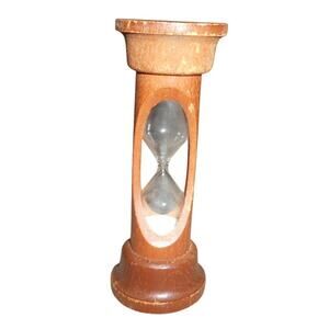 Antique Wooden Treen Egg Timer White Sand 3 Min Hourglass Vintage